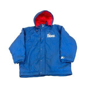 Vintage 1990's Starter New England Patriots Blue Puffer Hoodie Jacket Men's XL